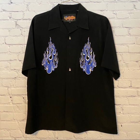 Easy rider men's shirt with blue flames 🔥 - Picture 3 of 4